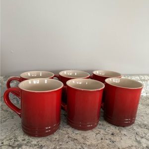 Set of 6 Le Creuset Vancouver style Stoneware Coffee Mugs - Cerise 350ml